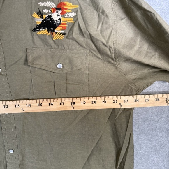 Howler Brothers Gaucho Snapshirt Mens XL Green Caracara Bird Western Snap NWOT - Picture 7 of 11
